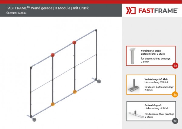 FASTFRAME™ gerade Wand | 3 Module | mit Druck